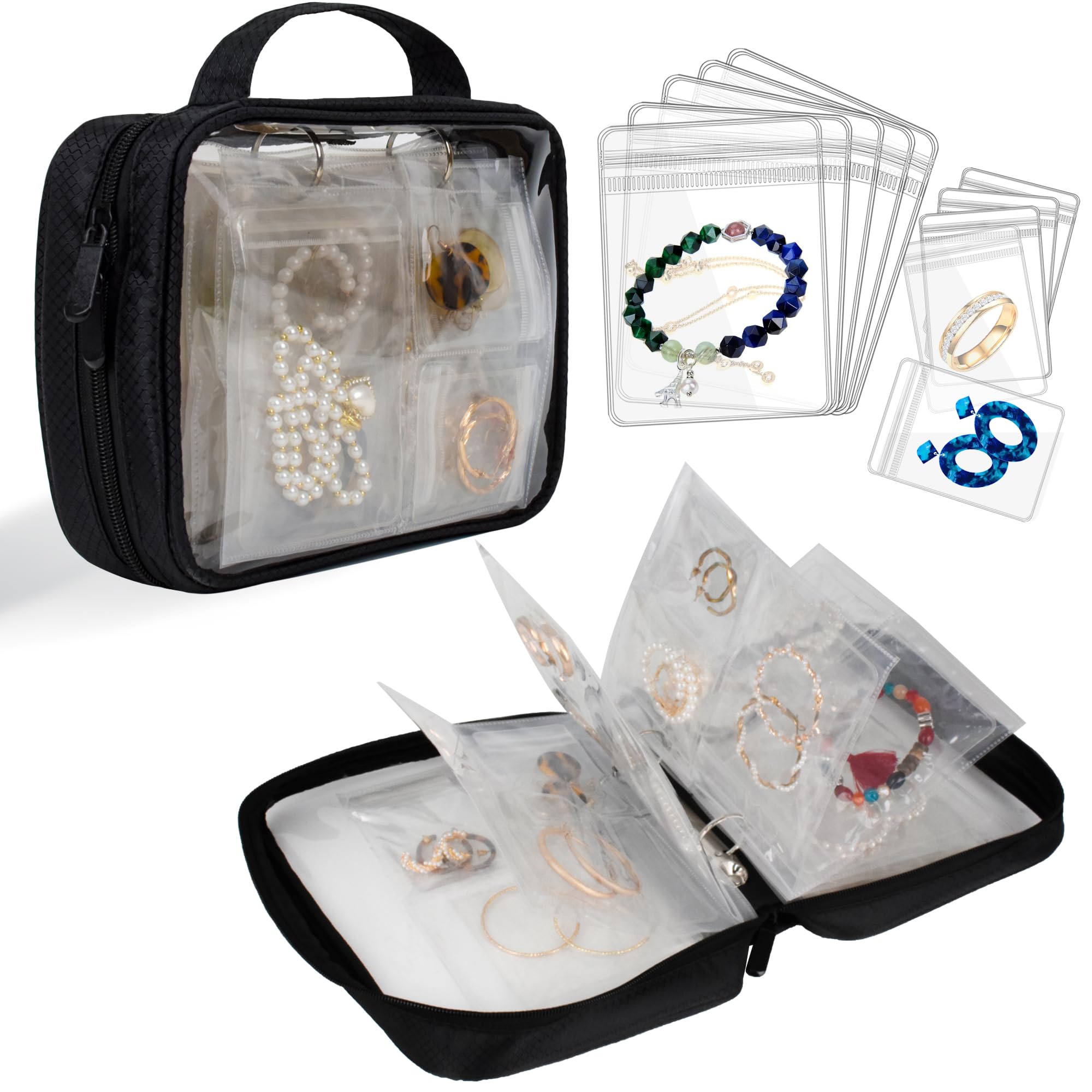 MAYCREATE® Travel Jewelry Organizer Case Transparent Jewelry Storage Book Binder Bag for Earrings MAYCREATE® Travel Jewelry Organizer Case Transparent Jewelry Storage Book Binder Bag for Earrings